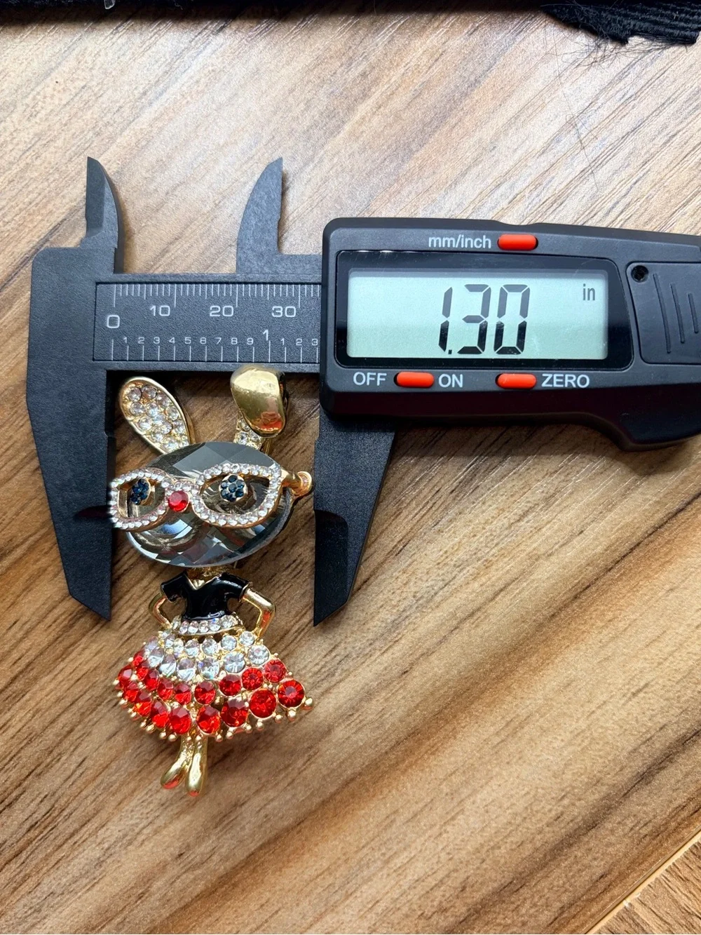 Crystal Bunny Brooch with Red and Clear Stones